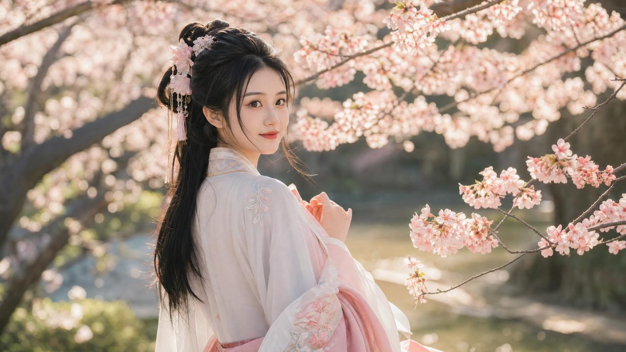 91-91传媒演示：春日汉服写真·古风与樱花的邂逅
